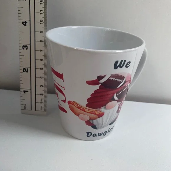 UGA We Heart Dawgies Coffee Mug Football Gnome We Dawgies Fan Gift Ceramic 11 oz - Picture 3 of 5